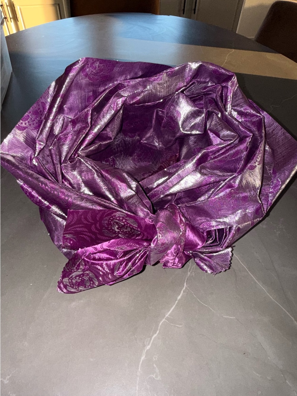 Women’s Head tie hat crown Purple and Silver